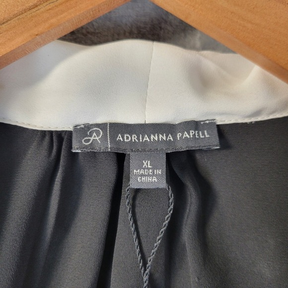 Adrianna Papell Women XL Colorblock Top Black White Button Up Career Officewear - Picture 1 of 2